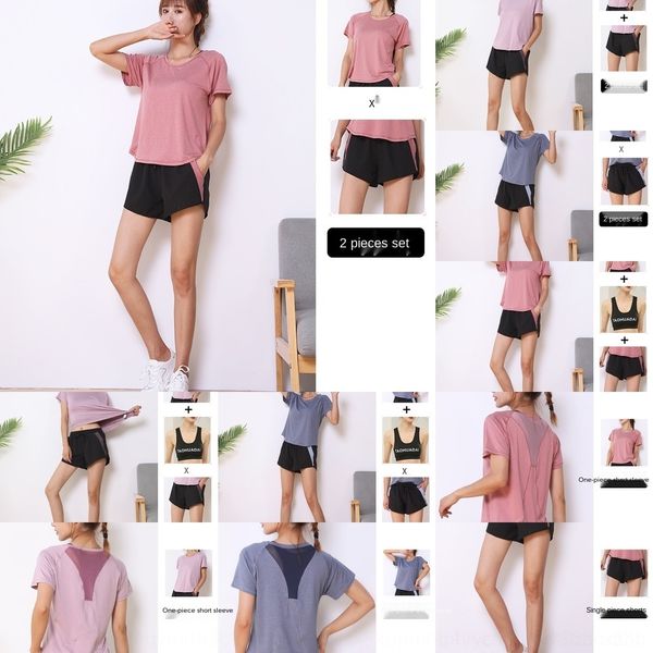 

jn2gk 2020 летней йога фитнес одежда йоги сетки нового спортивные женского топ с короткими рукавами спортивного костюма шорт для бега одежды