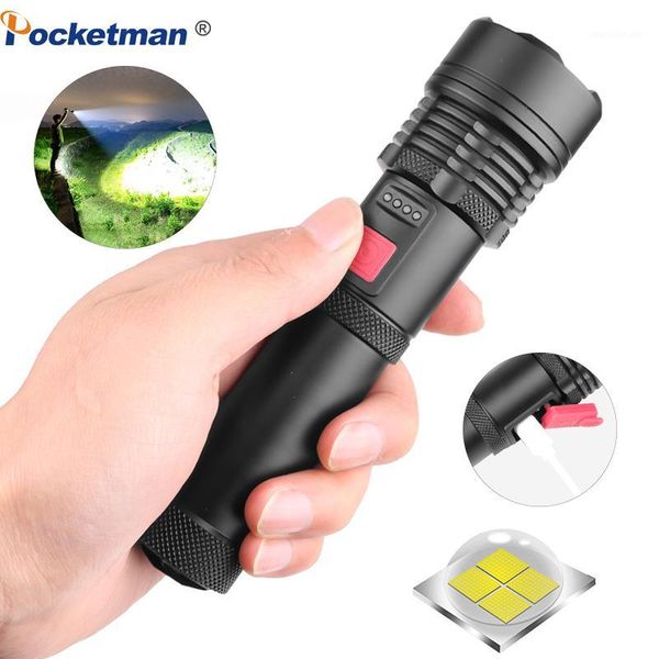 

flashlights torches 8000lums led tactical torch powerful usb rechargeable lamp xhp50 light 5 modes camping, hunting1