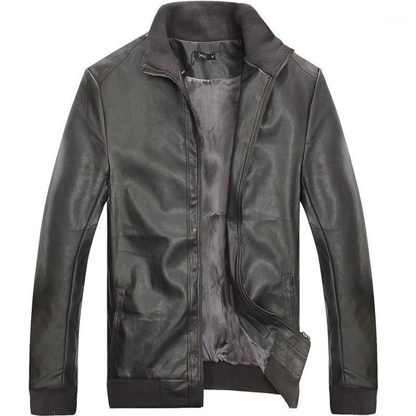 

foreign pu leather jacket men collar men's solid color version slim leather jacket chaqueta hombre cuero motorcycle1, Black