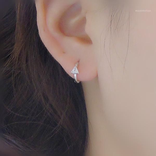 

925 sterling silver earring fashion zircon triangle ear ring square ear bone simple minimalist design girl woman jewelry1, Golden;silver