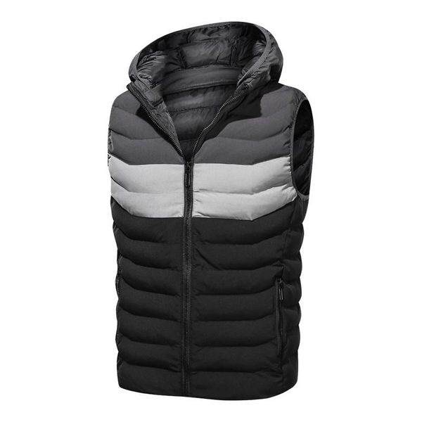 

men's vests men winter fashion thick hooded sleeveless vest jacket waistcoat 2021 mens autumn casual warm cotton-padded, Black;white