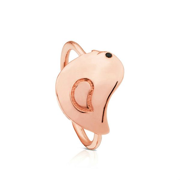 

new 2021 100% 925 sterling silver bear silver plated 18k rose gold jewelry bird ring inlaid spinel straight for sale 612635541 factory, Slivery;golden