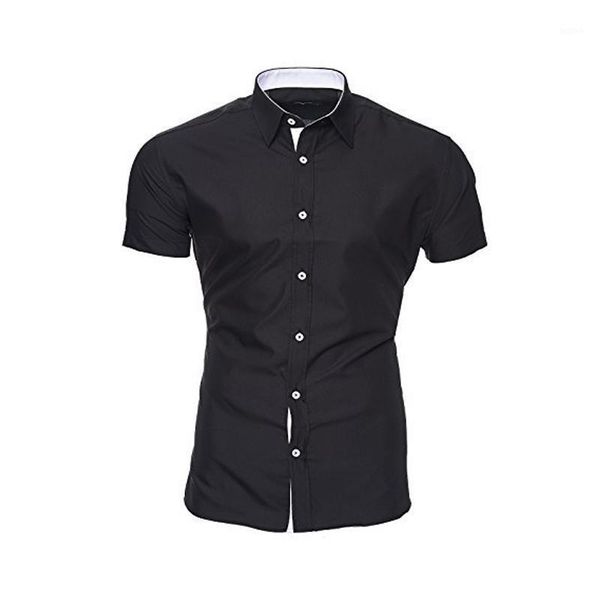 

men's casual fashion short-sleeved shirts men's office slim shirts1, White;black