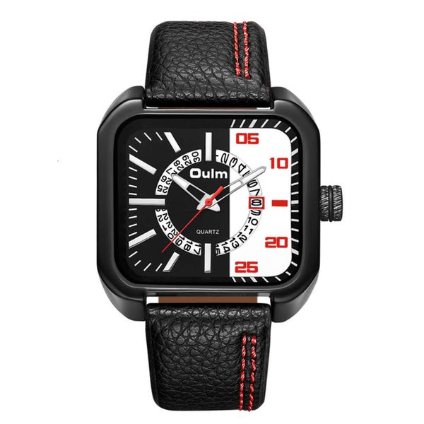 

oulm oulum personality square calendar waterproof quartz men's black smart watch