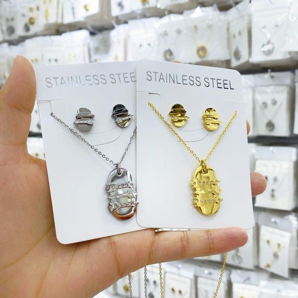 

из нержавеющей стали комплект колье и серьги для женщин человек lucky love arrow подвеска choker ожерелье обручальное high qualityjewelry, Silver