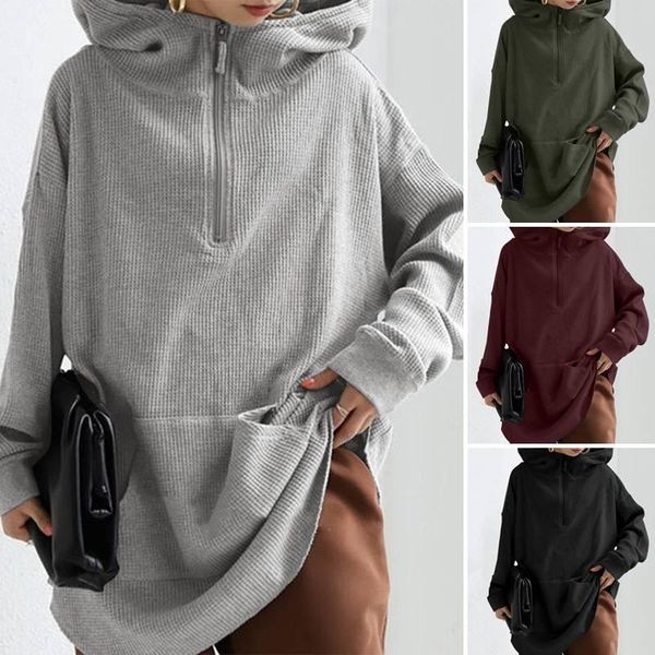 

plus size fashion solid sweatshirt women's autumn hoodies zanzea 2021 casual long sleeve pullovers female hooded hoody 5xl, Black
