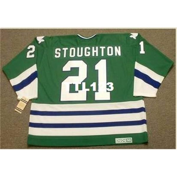 

121 #21 blaine stoughton hartford whalers 1979 ccm vintage hockey jersey or custom any name or number retro jersey, Black