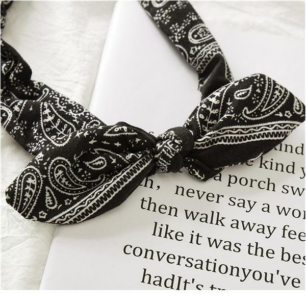 

women elastic headband rabbit ears knotted elastic hairband cross headband turban headwrap cashew print headdress yog qylilo