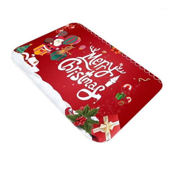 

christmas holiday festive printing flannel floor mat door mat bathroom christmas decoration1