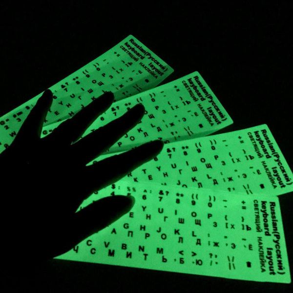 

luminous keyboard russian stickers night line convenient waterpf fluorescent light lapletters keyboard cover english spanish