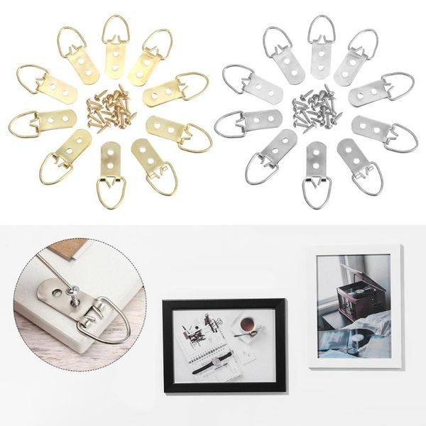 

frames 10pcs useful d-ring steel picture hangers heavy duty with screws double holes clasp framers hang hardware