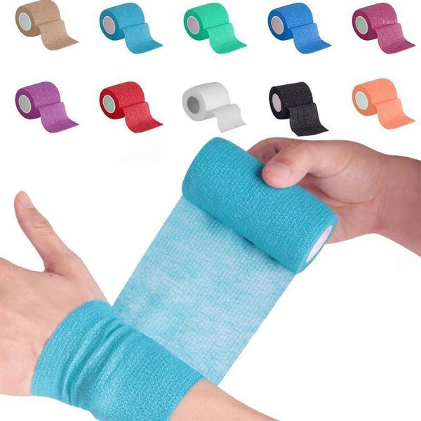 

sport self adhesive elastic bandage wrap tape 2.5/5/10cm*4.5m elasast for knee support pads finger ankle palm shoulder1, Black;gray