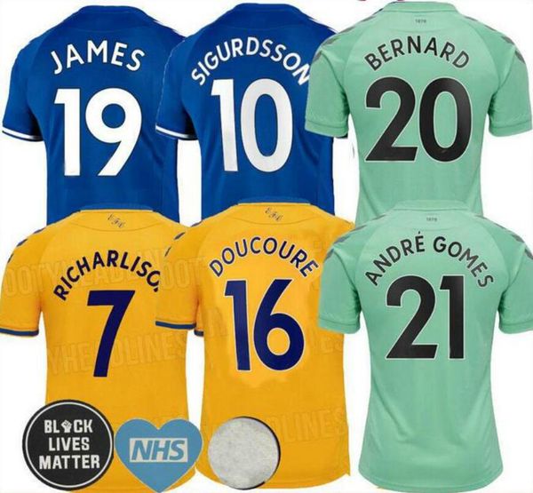 

20 21 # 19 джеймсу richarlison третий футбол джерси doucoure bernard 2020 2021 sigurdsson динь cenk tosun andre gomes мужчины дети майки, Black