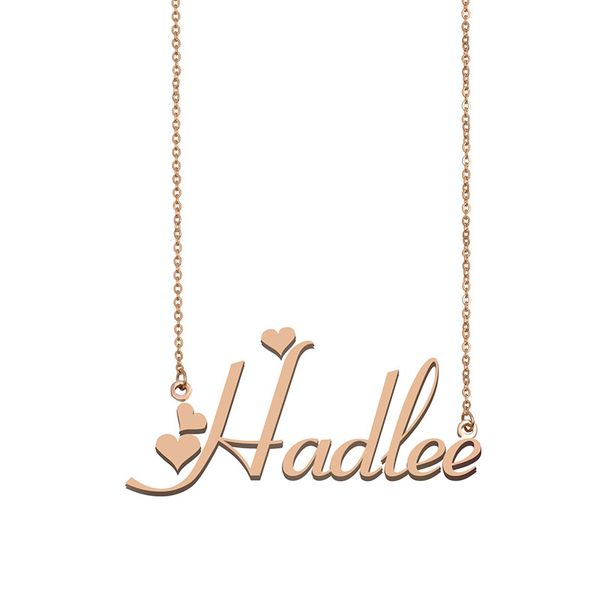 

hadlee name necklaces pendant custom personalized for women girls children friends mothers gifts 18k gold plated stainless steel, Silver
