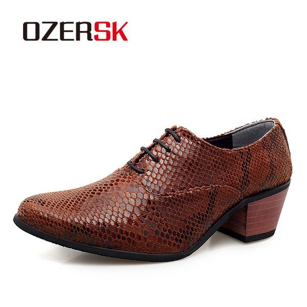 

ozersk 2020 new men's business dress shoes leather england fashion casual oxfords shoes increase classic plus size 38~44, Black