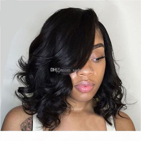 

8a short bob full lace human hair wigs brazilian full lace wigs with baby hair unprocessed virgin human hair lace front wigs, Black;brown