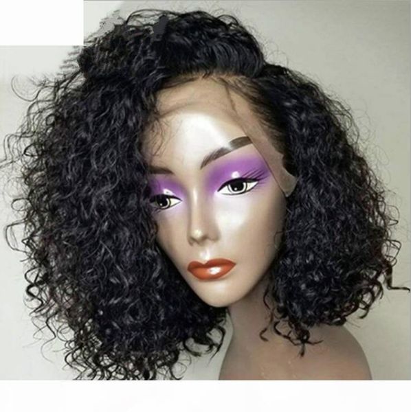

new product explosions europe and america wigs women's front lace short curly hair wigs front lace wig ing, Black;brown