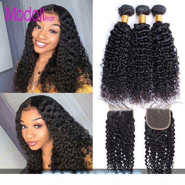 

kinky curly human hair bundles with closure 9a peruvian hair remy lace closure with bundles extensions human hair 3 4 bundles with closure, Black;brown