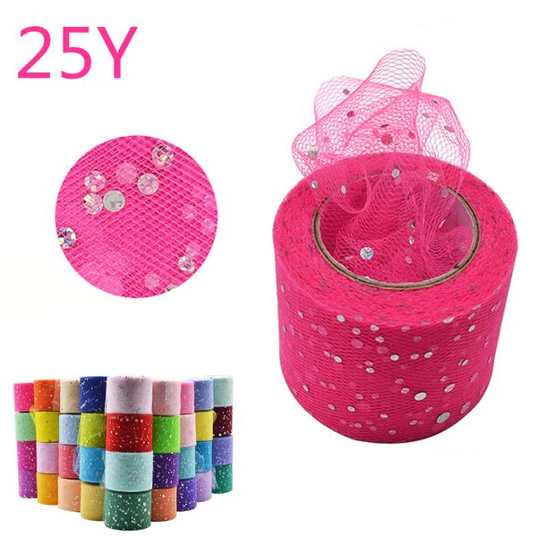 

25yards baby shower glitter sequin tulle roll fabric spool tutu party birthday gift wedding decoration favors event supplies