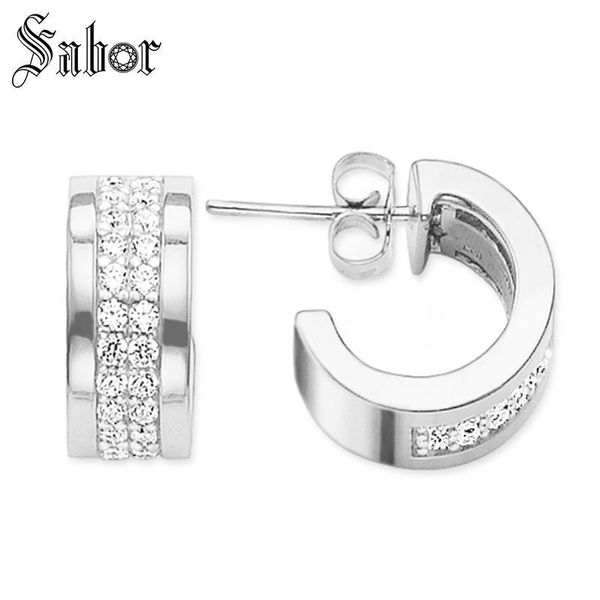 

charm hinged hoop white cz pave party earring for women 925 sterling silver zirconia fashion jewelry, Golden