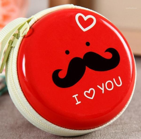 

gift wrap party candy bag multi-function beard pattern round mini coin purse earphone cases children kids zippper wallet holiday favours1