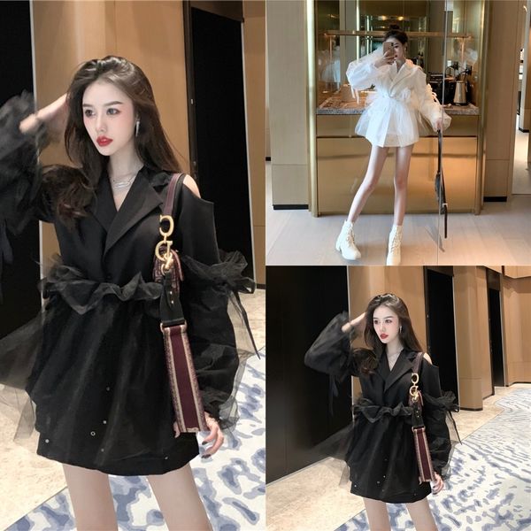 

lb6fr ruiyifan early autumn new detachable bow mesh stitchingshoulder butterfly suit ruiyifan bow autumn new detachable early mesh stitching, Gray
