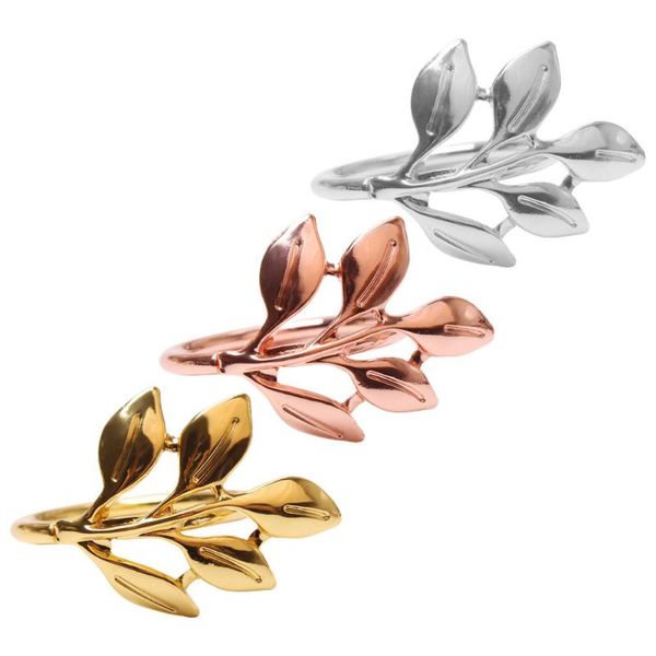 

3pcs electroplated leaf napkin rings eco-friendly napkin clasps