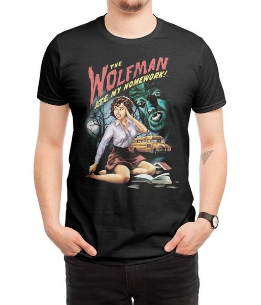 

new men casual printed the wolfman ate my homework short sleeve s hoodie designers t shirts sweatshirt