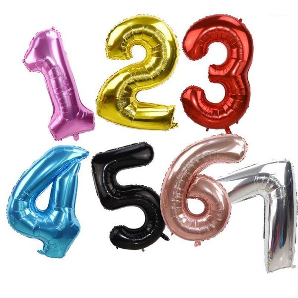

1pc 32inch 0-9 large number foil balloon 9 colors digit balloons for wedding anniversary birthday party decoration gift supplies1