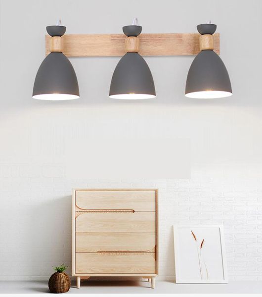 

wall lamp nordic personality creative solid wood mirror headlamp wash bathroom dressing fashionable led bedroom wooden