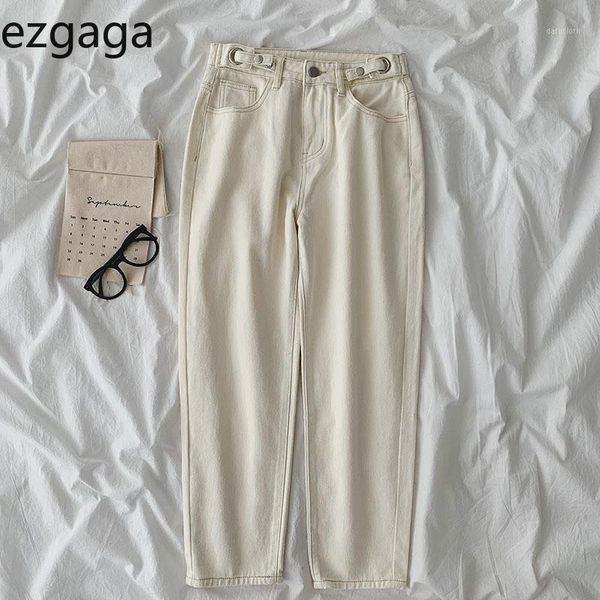 

ezgaga high waisted jeans women autumn new baggy denim joggers pants korean student trouser fashion streetwear pantalon femme1, Blue