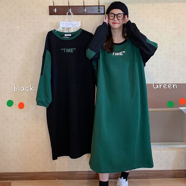 

дизайн смысл шить свободный длинное колено длиной туалетную платье для женщин осени зима 2020 универсального студент ленивого платье d3iop, Black;gray