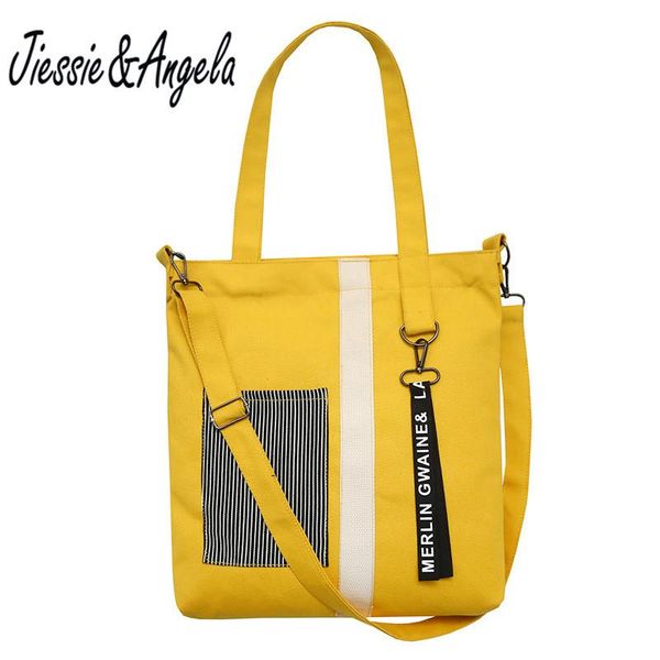 

jiessie & angela fashion women canvas bag female shoulder bag 2020 cross body for women canvas large capacity laphandbag