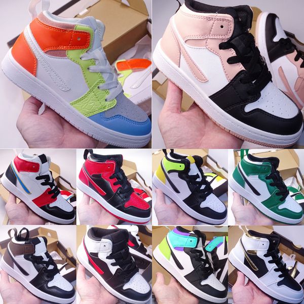 

1 mid td kids toddler basketball shoes jumpmans 1s og bred black hyper royal dark mocha crimson tint milan obsidian boys girls children snea