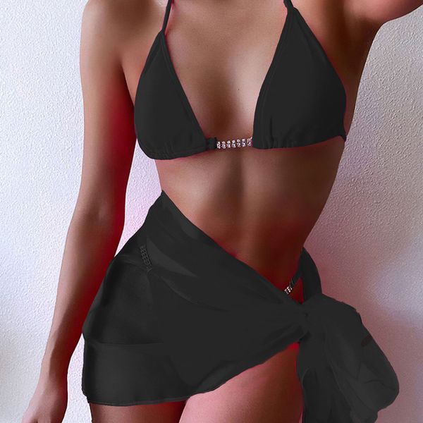 

solid bikini 2021 swimsuit women mesh high cut micro thong bikinis swimwear female bathing suit 3 piece set swimsuits, Black;white