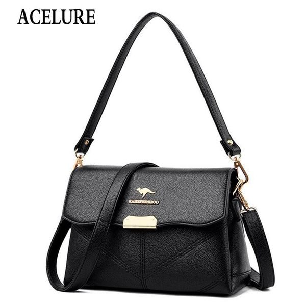 

acelure brand new vintage casual women pu leather small shoulder crossbody bags female simple fashion messenger bag ladies flap