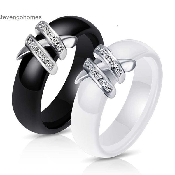 

black accessories and creative ceramic white double x diamond ring, Silver
