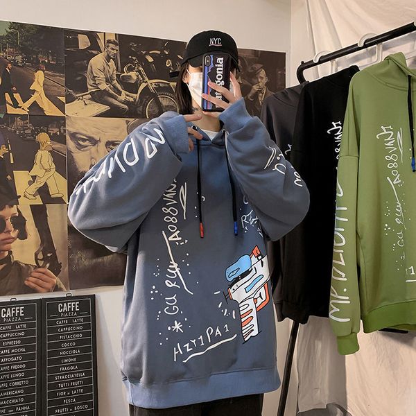 

2021 new privathinker funny printed men hoodies autumn new men's hooded sweatshirts korean woman streetwear casual pullovers swdt, Black