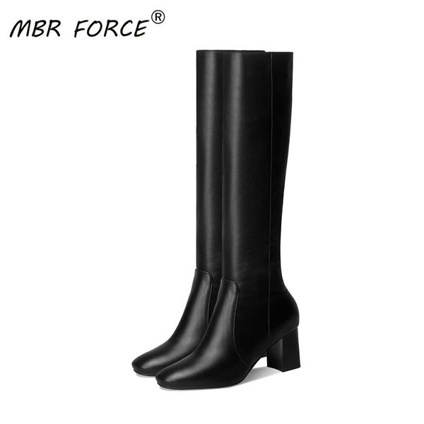 

mbr force new fashion women boots knee high pointed toe quality suede long comfortable botines mujer woman thigh high boots, Black