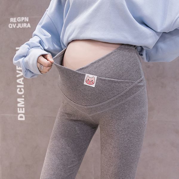 

2020 across v low waist belly maternity legging spring autumn fashion knitted clothes for pregnant women pregnancy skinny pants lj201114, White