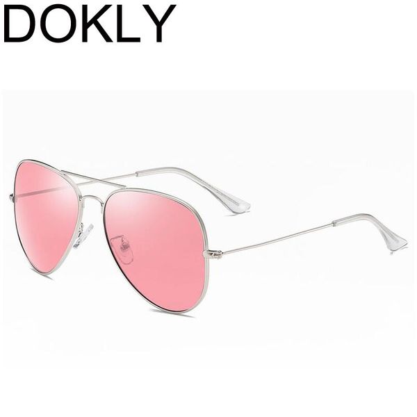 

dokly brand women sunglasses clear pink lens mirror polarized sunglasses women designer sun glasses eyewear uv400, White;black