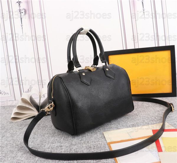

compact speedy bandouliere 25 tote bags black monograms embossed grained cowhide leather crossbody handles adjustable shoulder strap 25cm de