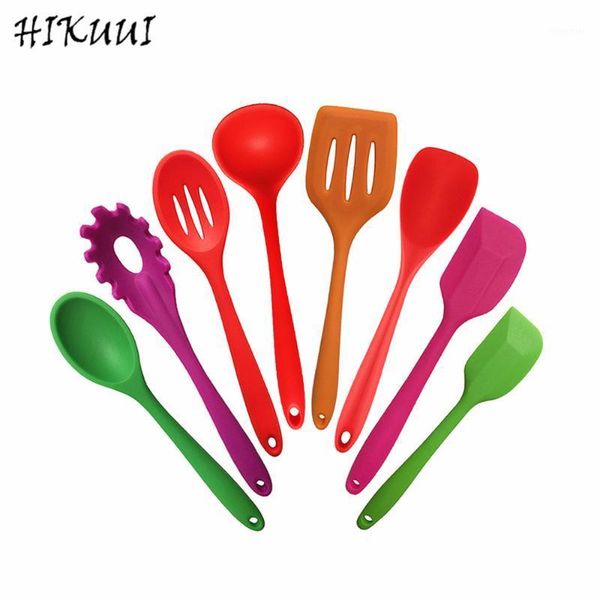 

spoons kitchen cooking tools coated nylon and silicone cookware spatula spoon colorful kitchenware 6 style1