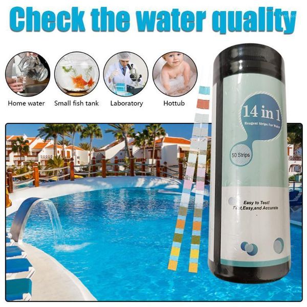 

tub water quality swimming pool test paper 3-in-1 residual chlorine ph value alkalinity hardness test 50 strips/ bottle #d1