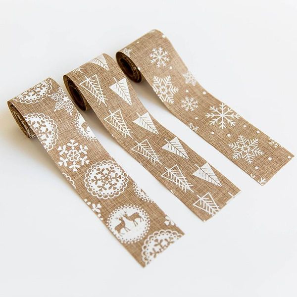 

christmas decorations 2m printed linen diy bow ribbon gift wrapping tree decoration navidad ornaments home decore