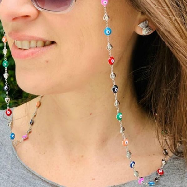 

fashion silver color heart beads sunglasses chain fashion mask chain strap necklace glasses accessories h jllvgj