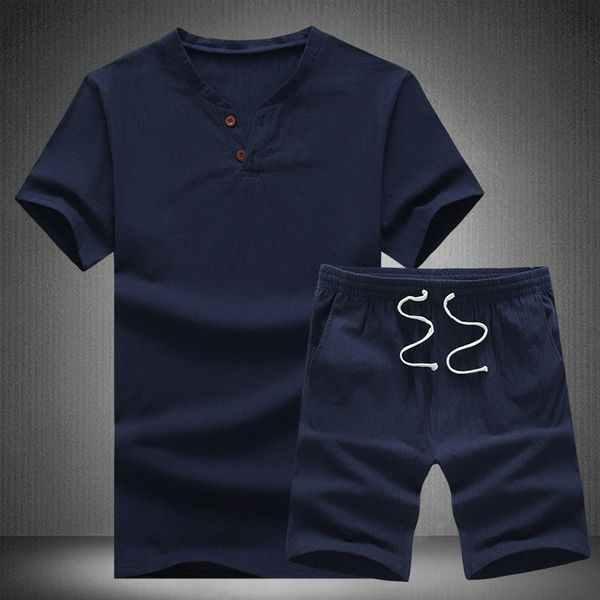 

wtux5 large t-shirt ceramic tile ceramic tilem-5xl linen distance korean men's running short sleeve t-shirt set activity tile ljngh, Blue
