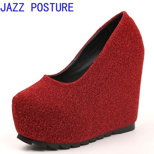 

red buttock heels 2021 new couture autumn fashion comfortable wedges shoes red wedding shoe shining shoes vamp party q12, Black