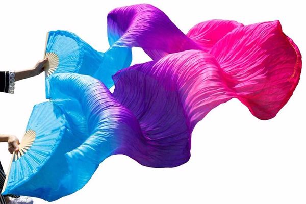 

100% silk stage performance props 1 pair dancing silk bamboo ribs veils fan belly dance turquoise+purple+ rose, Black;red