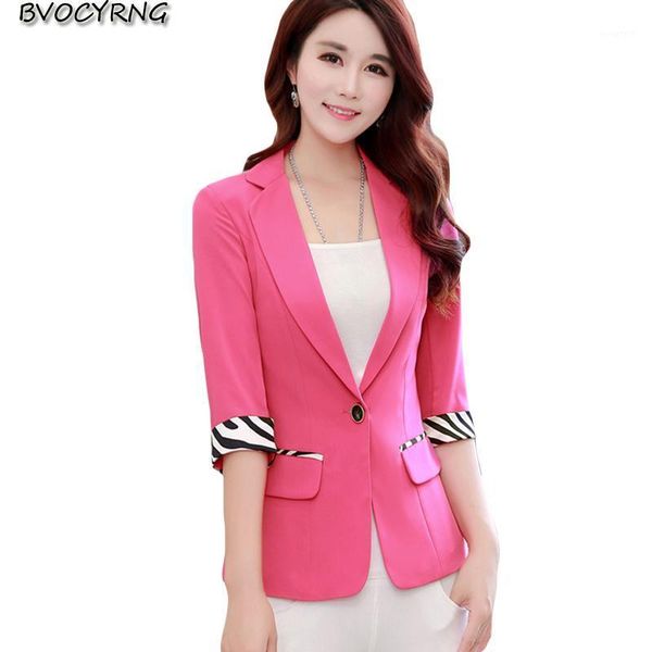 

new lapel three quarter sleeve spring autumn plus size women's jackets short cardigan coat elegant female slim outerwear1, Black;brown